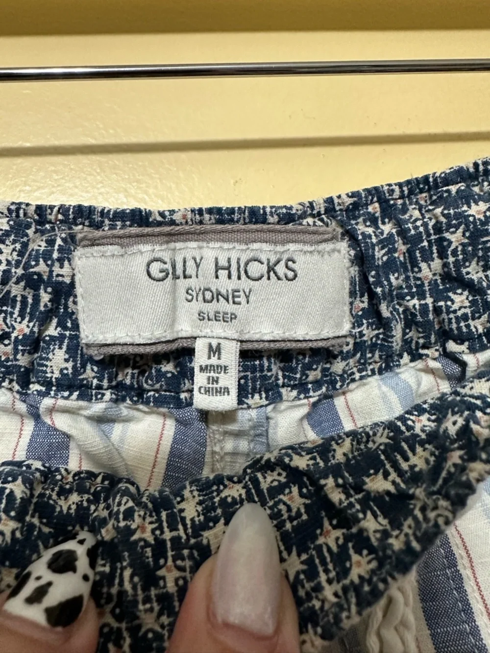 Gilly Hicks Hollister Striped Floral Pajama Lounge Pants Womens M Blue
